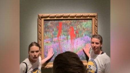 In Sweden, eco-activists attacked a painting by Claude Monet