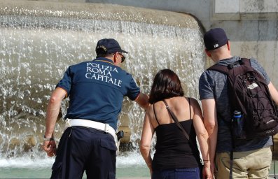 In Italy, an American tourist was fined 450 euros for eating at the fountain