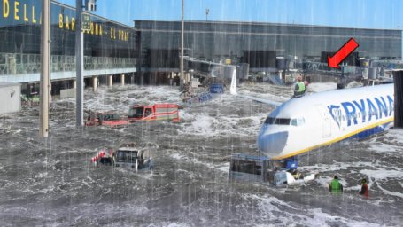 The airport was flooded in Barcelona