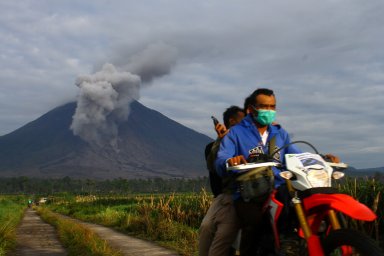 In Indonesia, airlines changed routes due to a volcano