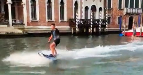 In Venice, tourists were fined for surfing on the canal